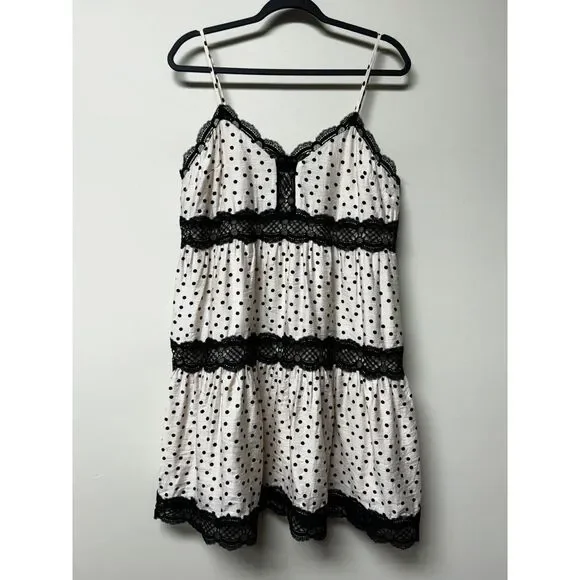 NWT EXPRESS Polka Dot Lace Detailed Trapeze Dress, Sz L - Picture 3 of 16